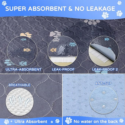 Aitmexcn Washable Puppy Dog Pee Pad, 2PCS 100% Waterproof Whelping Training Mat for Puppy/Senior Dog, Fast Drying Reusable Puppy Pads for Indoor, Outdoor and Car Travel- 32'' x 36''