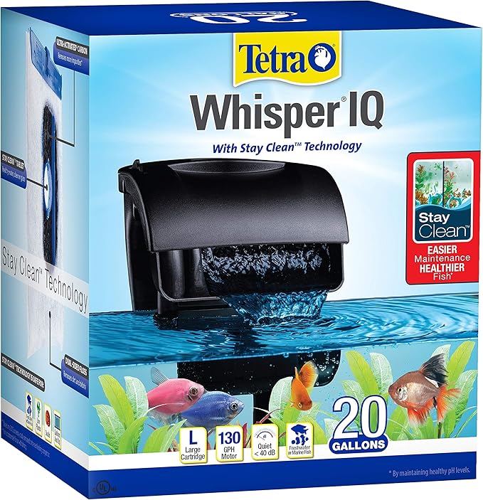 Tetra Whisper IQ Power Filter 20 Gallons, 130 GPH, with Stay Clean Technology