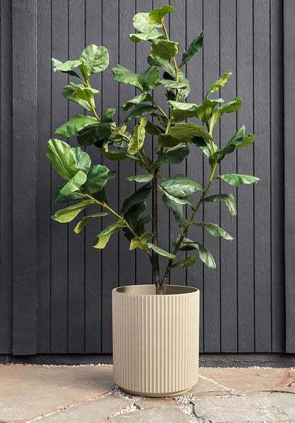 Veradek Round Demi Planter Pots for Indoor/Outdoor Garden Use, Made from Plastic-Concrete Mix with Drainage Holes, Perfect for Small to Large Succulent Plants, Flowers, Modern Interior Plants