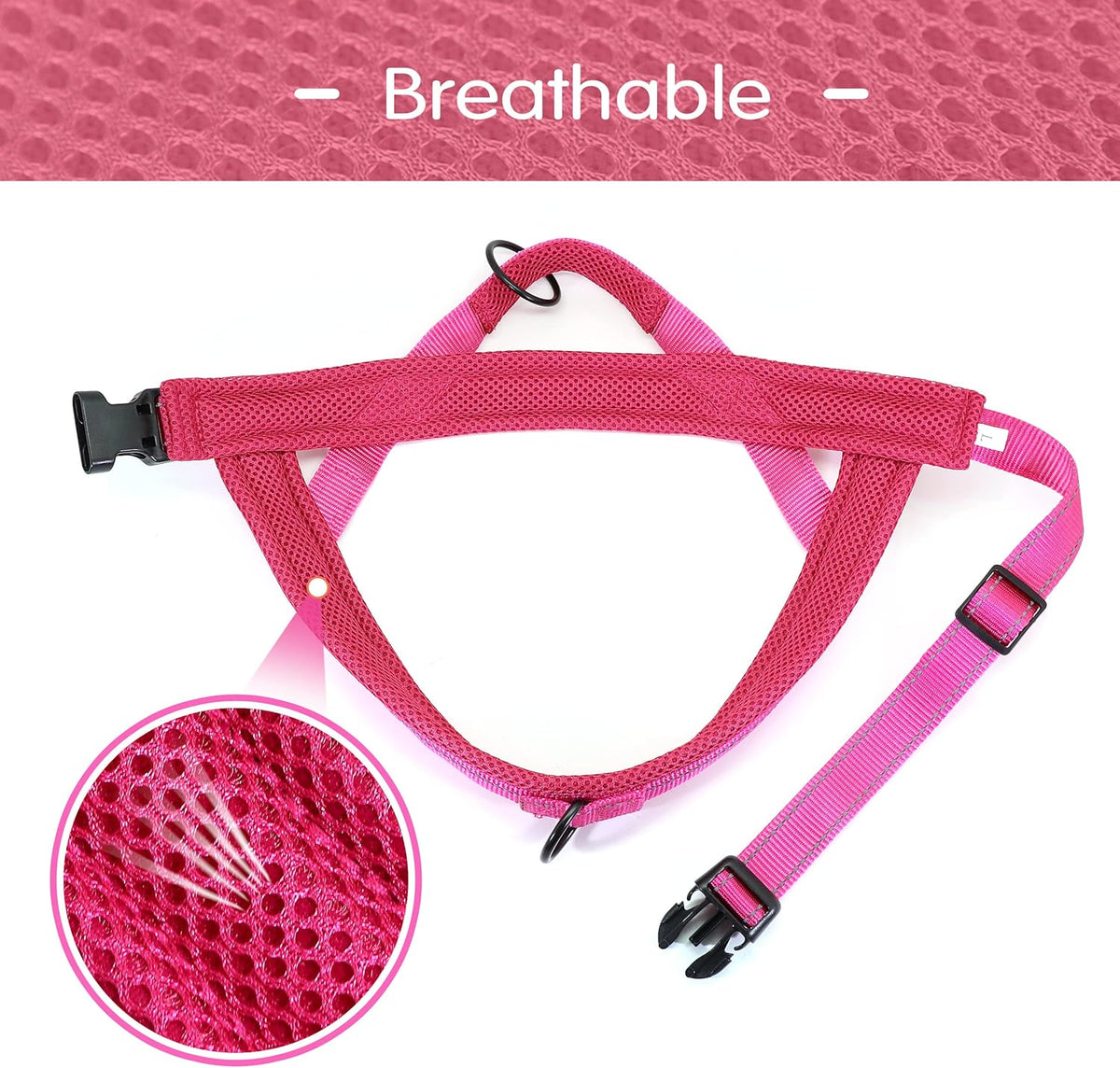 Didog No Pull Dog Harness with Soft Mesh Padded,Reflective & Quick Fit Light Weight Dog Strap Vest Harness,Easy for Walking Training (S:Chest 18-22", Mesh-Hot Pink)