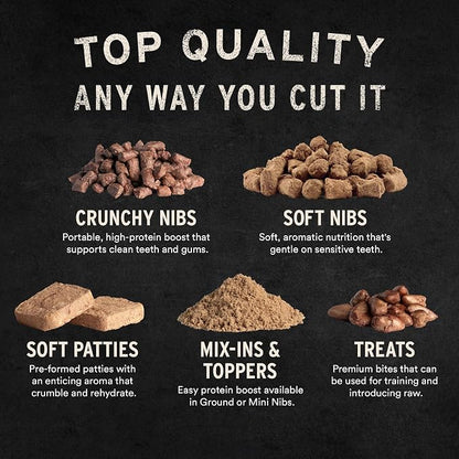 Vital Essentials Freeze Dried Dog Food, Raw Beef Crunchy Mini Nibs | Complete Meal or Topper | 96% Beef, Organs & Bone | Limited Ingredient, High Protein, Grain Free Dry Dog Food | 3 lb Bag