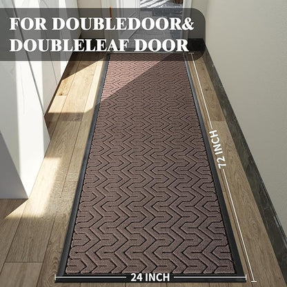 Yimobra 72x24 Indoor Outdoor Runner Rug, Heavy-Duty Entrance Mat for High Traffic Areas, Commercial Grade Welcome Door Mat, Easy Clean Brown