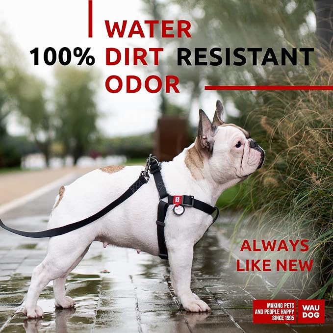 WAUDOG Waterproof Dog Harness and Leash 6 Ft Set - Adjustable, Heavy Duty with Durable Metal Clasp and QR Dog Tag