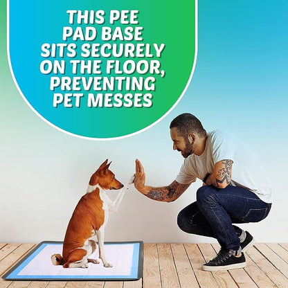 Dog Pee Pad Holder - Fits Up to 36” x 36” Pee Pad - 2 Pack - Grey | Stable Grip, Soft Edges, Quick Wipe Silicone Surface, Dog Pad Holder for Indoor Flooring Protection