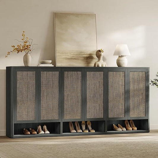 SICOTAS Rattan Shoe Storage Cabinet