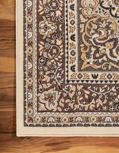 Unique Loom Reza Collection Traditional Persian Style Area Rug, 9 x 12 ft, Ivory/Brown