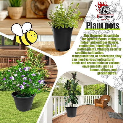 20 Gallon Nursery Pots Plastic Container Injection Molded Pot for Plants Flexible with Drainage Holes Suitable for Plants Soil Growers or Hydroponics Black 10 Pcs