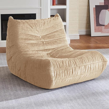 HABUTWAY Bean Bag Chair, Giant Bean Bag Chairs for Adults, Bean Bag Sofa with Filler Faux Fur, Memory Foam Bean Bag Couches Fireside Lazy Sofa for Living Room, Bedroom, Office (Khaki)