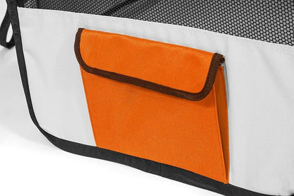 Pawer 45”×24” 8-Panel Foldable Pet Playpen, Orange+Grey, Personalize Embroidery Extra Fabric Piece Available, for Cat/Dog/Puppy, 600D Oxford Cloth Portable Indoor & Outdoor Kennel with Carry Bag