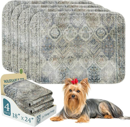 Homimp Washable Pee Pads for Dogs, 4 Pack Reusable Puppy Pads Waterproof,Absorbent and Leakproof Dog Pee Pads,Non Slip Puppy Training Pads, Pet Mat for Floor, Crate, Couch, Whelping, Grey 18"x24"