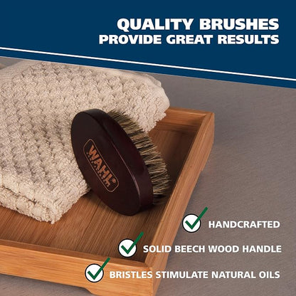 Wahl Small Travel Beard Brush with 100% Boar Bristles with Firm Natural Hair for Grooming & Styling – Wood Handle for Beards, Mustaches, Skin & Hair Care – Model 3346