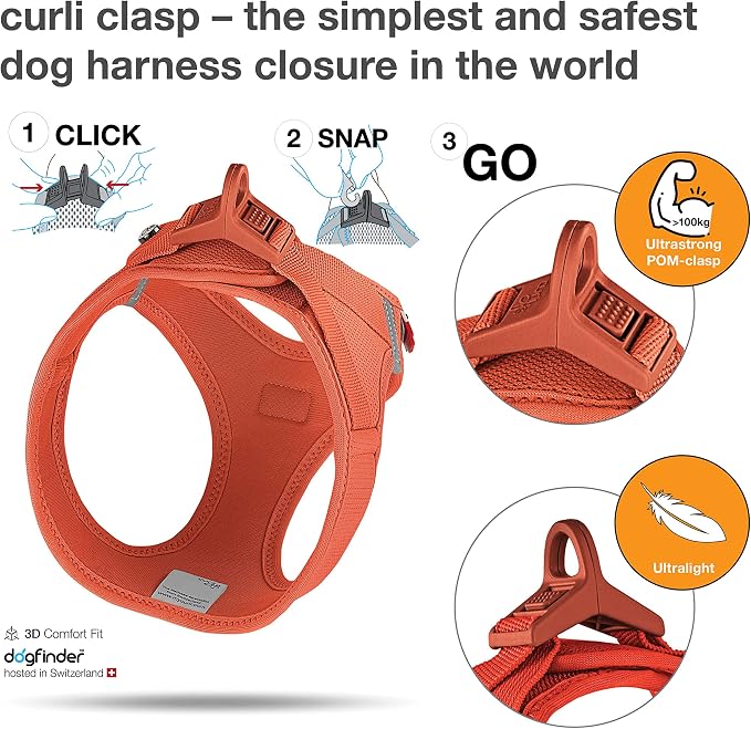 Vest Harness curli Clasp Air-Mesh Sun Orange S
