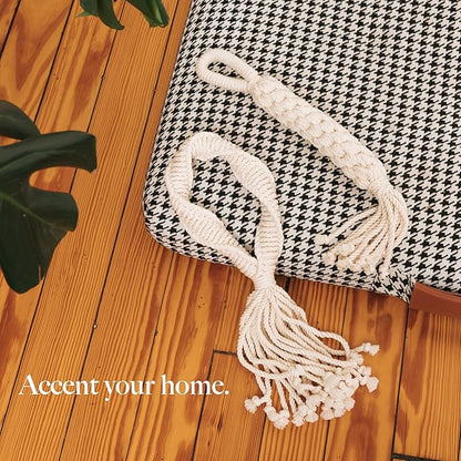 LAY LO Natural Cotton Dog Rope Toys | 18 inch 2-Pack | for Medium and Large Dogs | Includes Live Dog Trainer Support | Durable & Eco-Friendly | Unique Boho Designs with Handle | Puppy Teething Toy