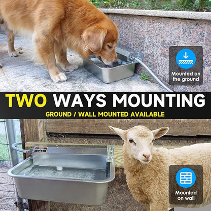 Automatic Water Dispenser for Dogs, 2 Gallon 304 Stainless Steel Large Dog Water Bowl Dispenser for Indoor/Outdoor, Pets & Livestock Self-Filling Waterer, Fits GHT 3/4" Faucet, Easy to Clean