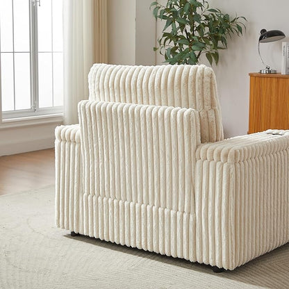 Eafurn 42.5" Oversized Accent Chair with Storage Ottoman Convertible Chaise Lounge, Corduroy Cloud Sofa Chair w/Cupholders, Modern Extra Wide Armchair