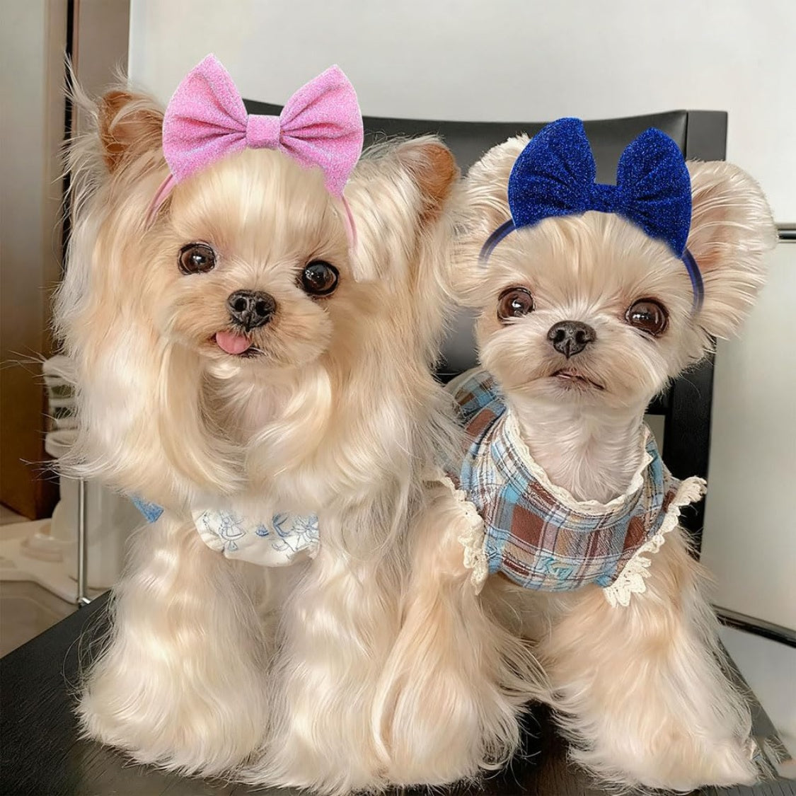 4Pcs Dog Hair Bow Headband For Small Medium Dogs, Adjustable Pet Dog Hair Bow Headband For Pets Puppy Cats Grooming Accessories