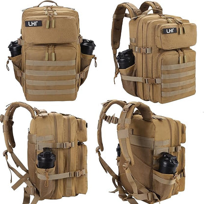 LHI Military Tactical Backpack for Men and Women 45L Army 3 Days Assault Pack Bag Large Rucksack with Molle System