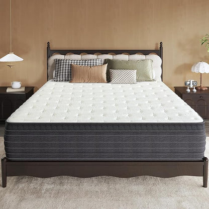 14 Inch Cal King Hybrid Mattress, Medium-Firm, Pressure Relief & Motion Isolation Memory Foam w/Pocket Springs, Cooling, Hypoallergenic, Ideal for Back Pain, Side Sleepers, Plus-Size Sleepers