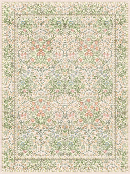 Washable Light Green Rug for Living Room - 9x12 Large Area Rug for Dining Room Under Table, Soft Low Pile Carpet for Bedroom - Vintage Floral, Non-Slip & Stain Resistance (9x12 Beige Green)