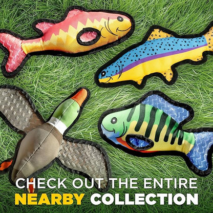 Plush Dog Toys | 2 Pack Bluegill & Trout Fish Stuffed Animal Squeaky Toy for Dogs | Outdoor Pet Toy Built for Adventure