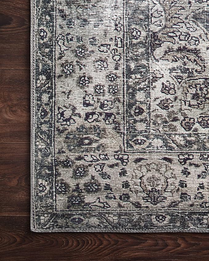 Loloi Layla Collection LAY-06 Taupe/Stone 7'-6" x 9'-6" .13" Thick Area Rug, Soft, Durable, Vintage Inspired, Distressed, Low Pile, Non-Shedding, Easy Clean, Printed, Living Room Rug