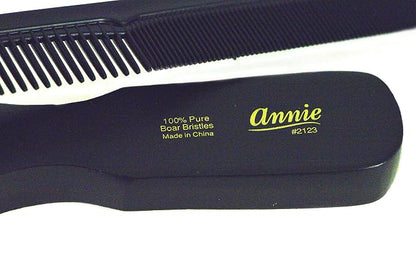 Annie Soft Mini Wave Brush #2123-100% Pure Boar Bristles, Reinforced Bristles, Black, Unisex, Wavy Hair