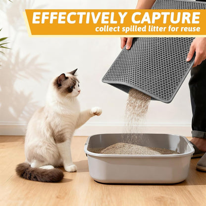 Cat Litter Mat Double Layer Waterproof Urine Proof Trapping Mat 1 Pack