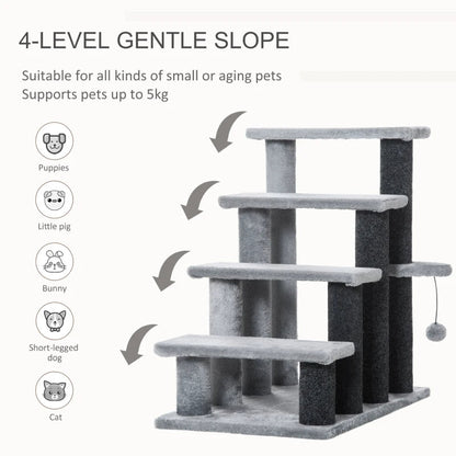 Cat Tree, Cat Tower Cat Stair Steps With Scratching Post, Hanging Play Ball For High Bed, Sofa, Indoor Outdoor