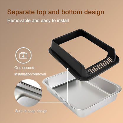 Oversized Stainless Steel Litter Box, Semi-enclosed Splash-proof And Leak-proof Design, Removable Lid, Suitable For Big Cats, And More