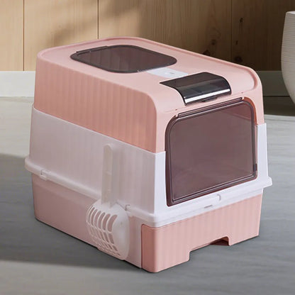 Fully Enclosed Magic Cube Litter Box, Top&Front Entry, Pull-Out Drawer, Anti-Splash Odor Control, Large For Big Cats