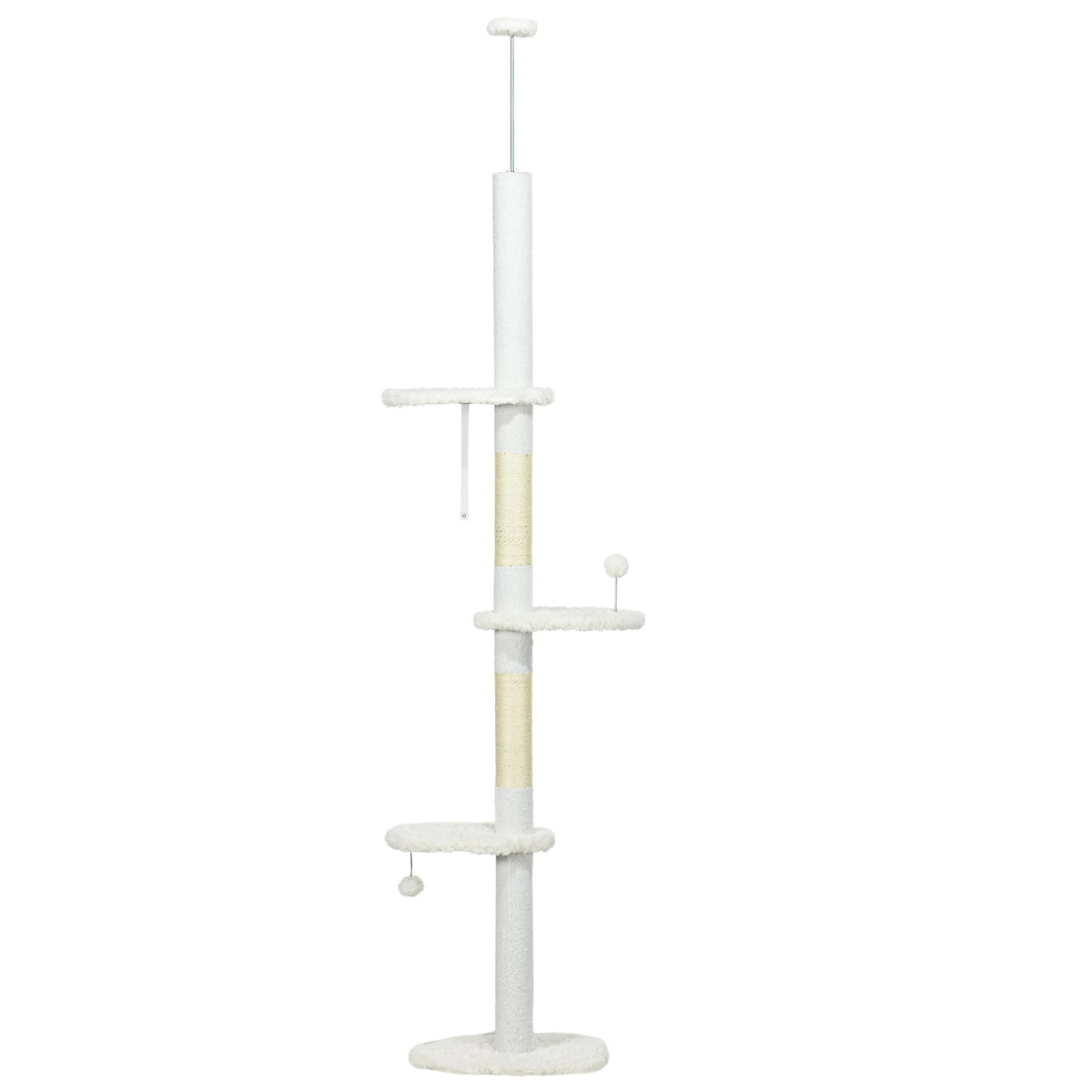 8.4 Floor to Ceiling Cat Tree, Adjustable Height, White