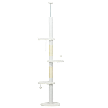 8.4 Floor to Ceiling Cat Tree, Adjustable Height, White