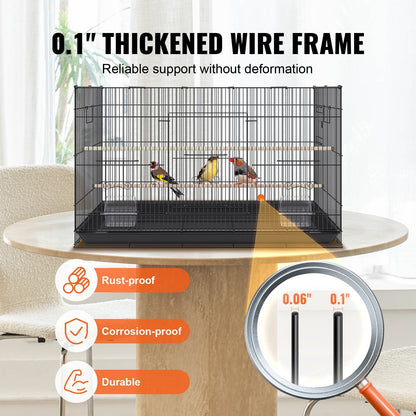 30 Inch Bird Cage, Metal Large Parakeet Cages For Cockatiels Small Parrot Budgies Lovebirds Canaries, Pet Bird Cage With Rolling Stand And Tray
