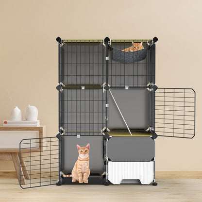 3 Tier Cat Cage Indoor With Litter Box Hammock Detachable Metal Wire Cat Kennel Cat House Cat Enclosure With Ladder For 1-2 Kittens