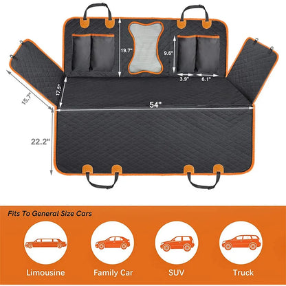 Universal Waterproof Pet Car Seat Cover for Back Seat with Mesh Window, Double-Layer Thickening, Anti-Dirty