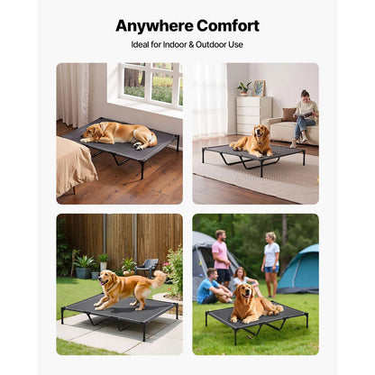 Elevated Dog Bed For Large Dogs XL, Raised Dog Cot With Heavy Duty Steel Frame, Breathable Teslin Mesh Cooling Dog Bed, Indoor & Outdoor Portable Hammock Pet Bed, Grey