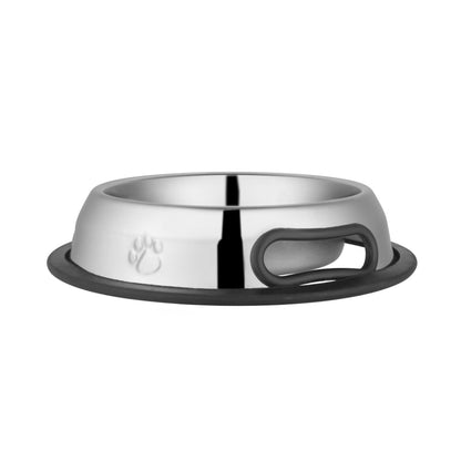 Jeffers Pet Embossed No-Tip Anti-Skid Stainless Steel Pet Bowls for Dogs, Cats, Puppies, Kittens – Rubber Base, Food & Water Feeding Dish for Home, Travel, Camping, Kennel
