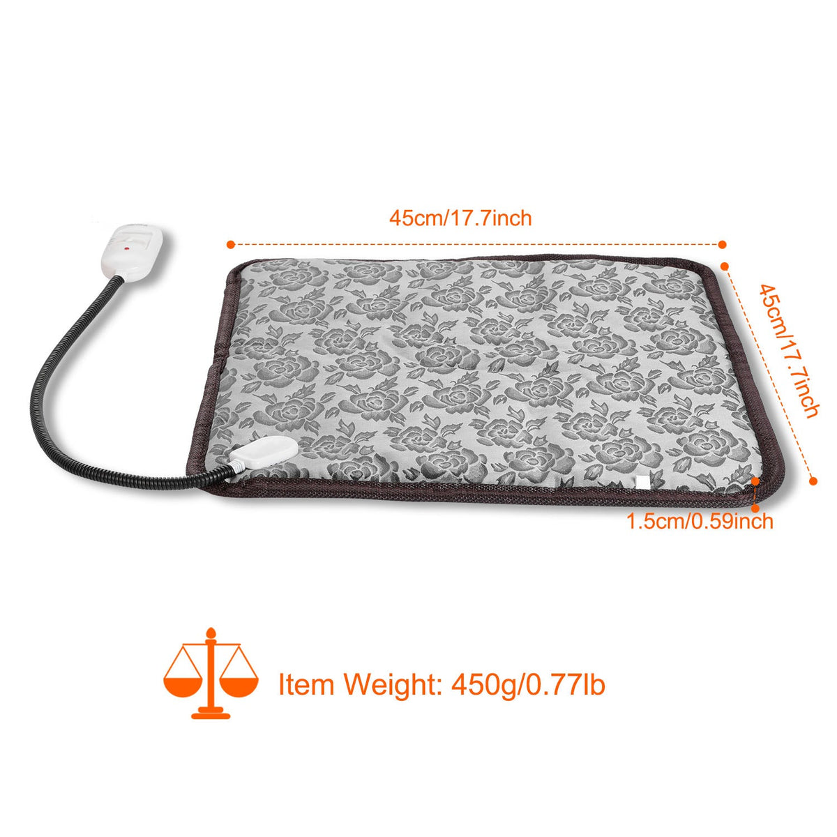 1Pc Pet Heating Pad Dog Cat Electric Heating Mat Waterproof Adjustable Warming Blanket With Chew Resistant Steel Cord Case