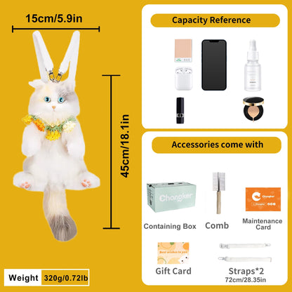 Mini Calico Cat Backpack – Plush Kitty Bag for Teens